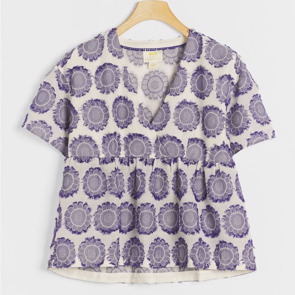 NWOT Anthropologie Maeve Gioia Textured Babydoll Blouse